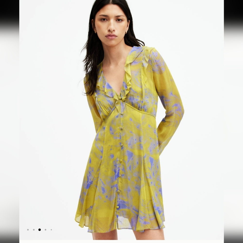 NWT Lini Inspiral V-Neck Frill Mini Dress - Picture 3 of 12